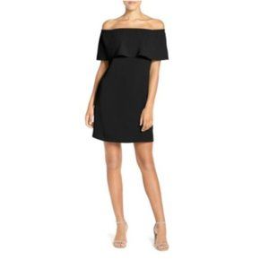 Charles Henry Black Off the Shoulder Dress